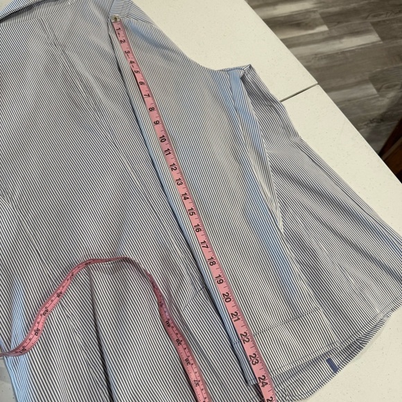 Chico's Snap Button Jacket Blue & White Pin Stripe Blazer Size 12-14 (Chico’s 2) - Picture 16 of 16